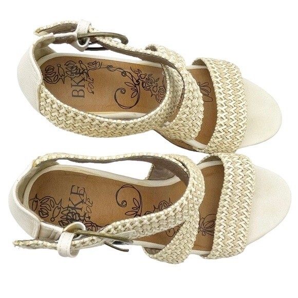 Buckle BKE Sole Reid Cream & Cork Platform Woven Strap Sandals Women’s Size 8.5 - Picture 4 of 15
